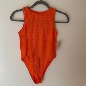 Orange Sleeveless Bodysuit